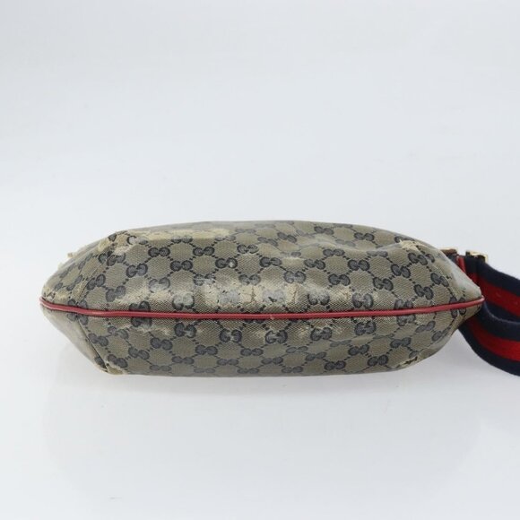 Authentic GUCCI GG Crystal Shoulder Bag Coated Canvas Navy Gold 181092 - Picture 12 of 16